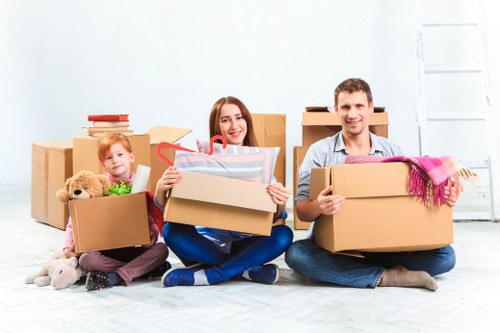 Commercial movers loading office items in Shoreditch