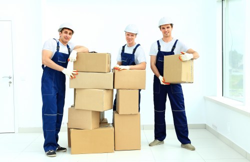 Removal team preparing a safe move with protective equipment