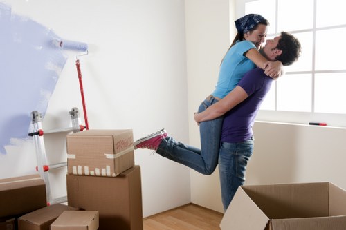 Office removals planning in Shoreditch with boxes and desks