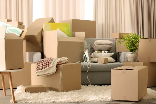 Organised Shoreditch storage space with boxes and furniture