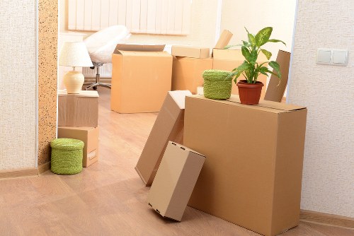 Fragile items safely packed in strong boxes for moving
